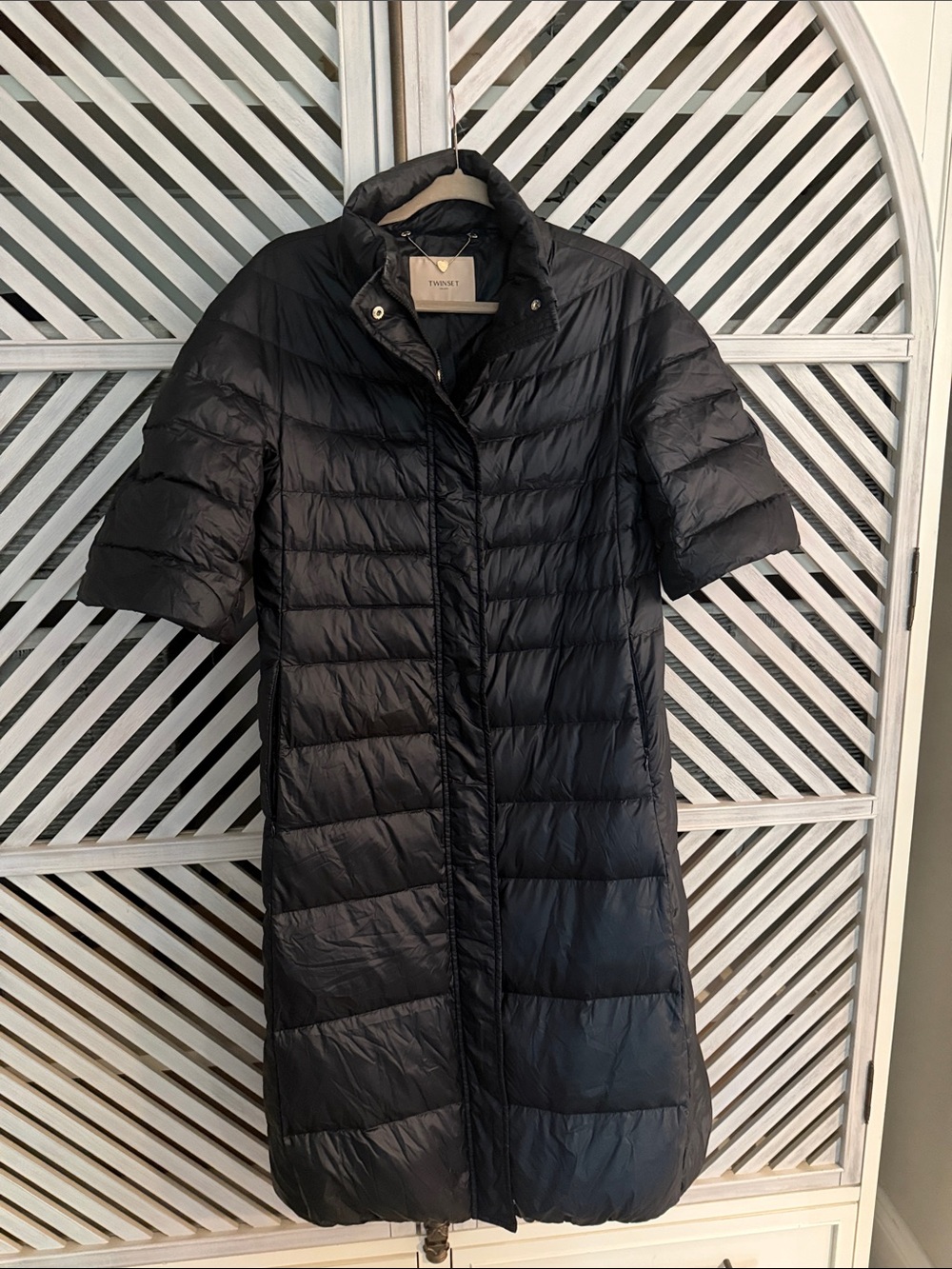 NWT Twinset Milano Black Long Puffer Coat 3/4 Sleeve